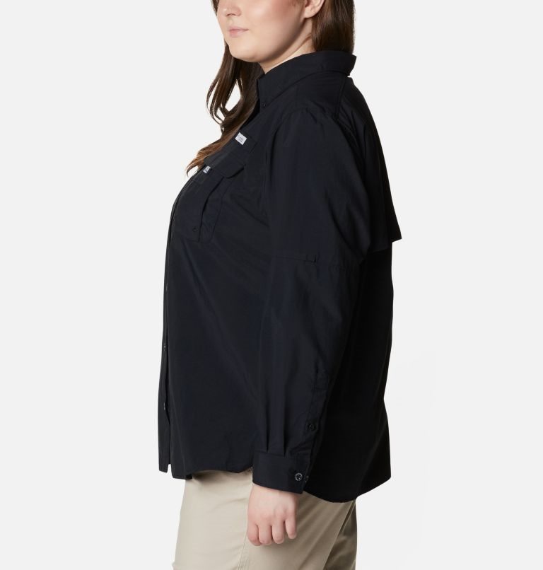 Women's Columbia PFG Bahama Long Sleeve Shirts Black | Plus Size CA-W4A58